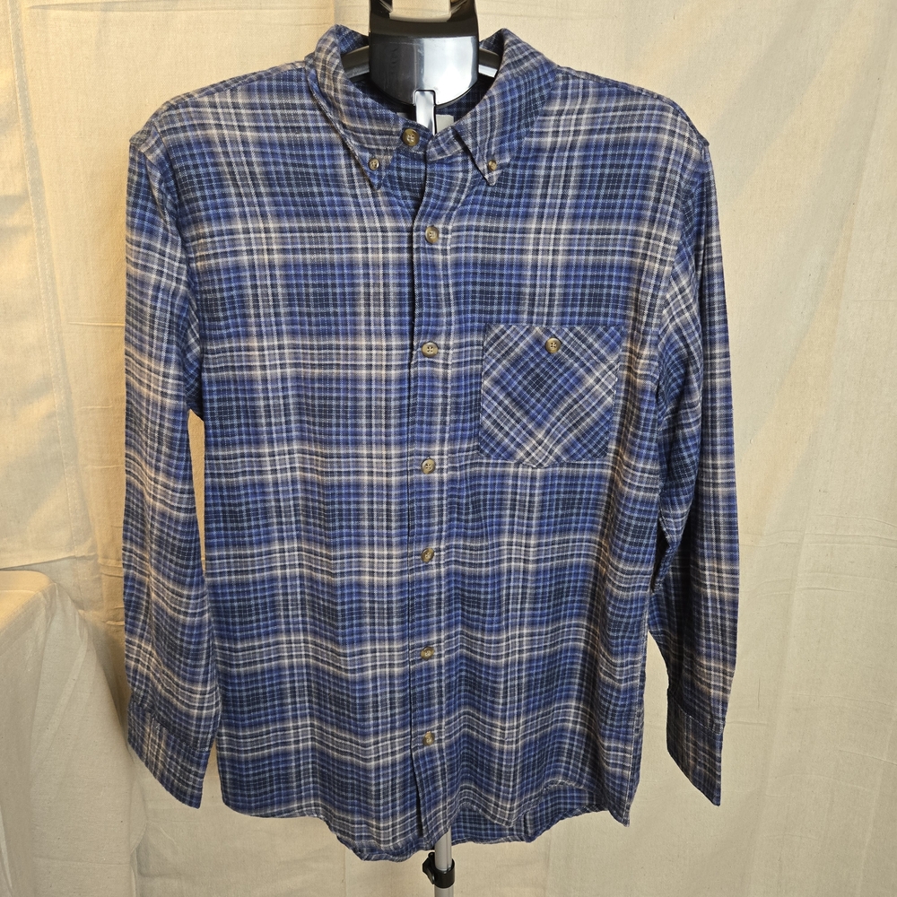 Field & Stream Men's Classic Lightweight Flannel Shirt Medium Blue Plaid